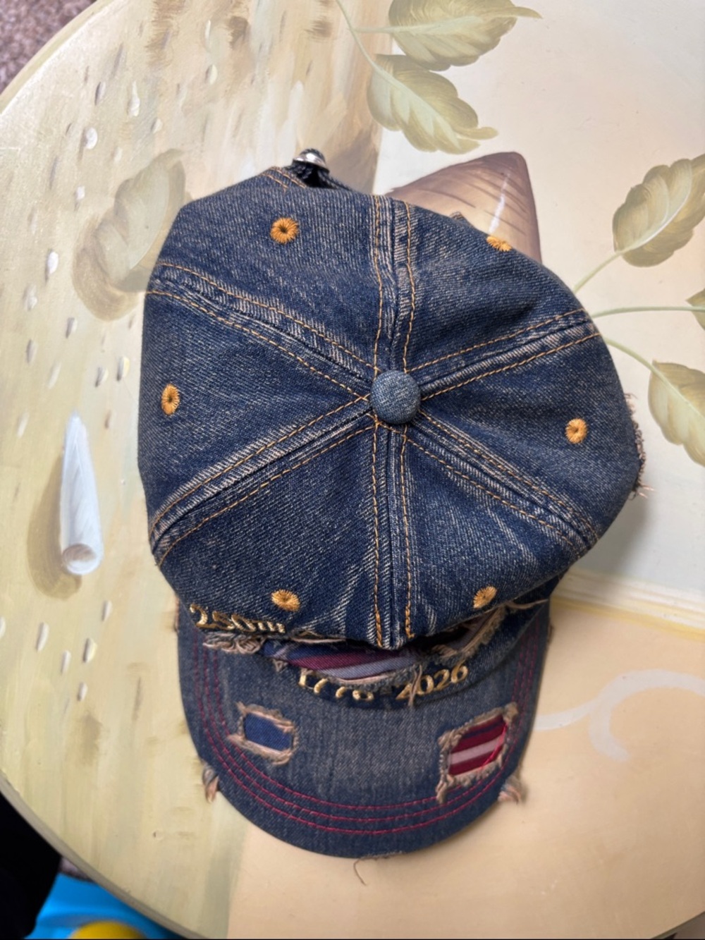 250th Anniversary Distressed Denim Cap with American Flag Detail NWOT - Picture 5 of 7